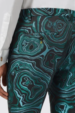 Trousers·Party Trousers|Twisted Tailor Adichie Slim Fit Green Jacquard Trousers