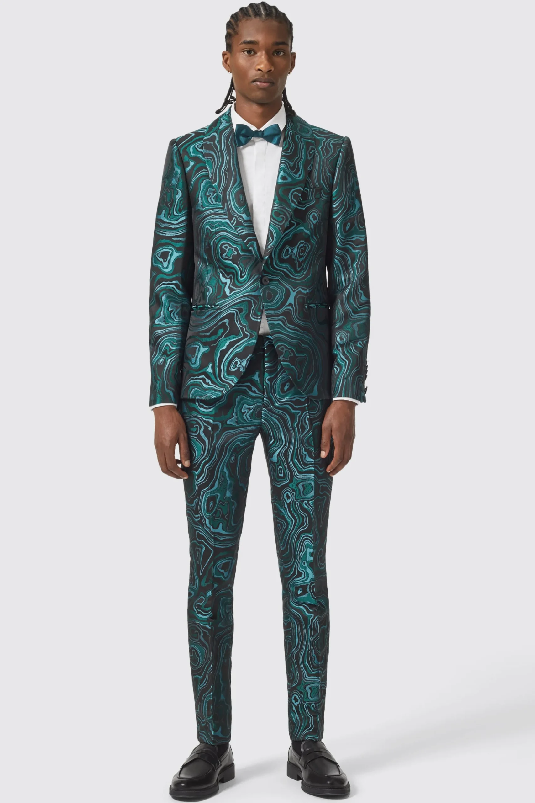 Trousers·Party Trousers|Twisted Tailor Adichie Slim Fit Green Jacquard Trousers