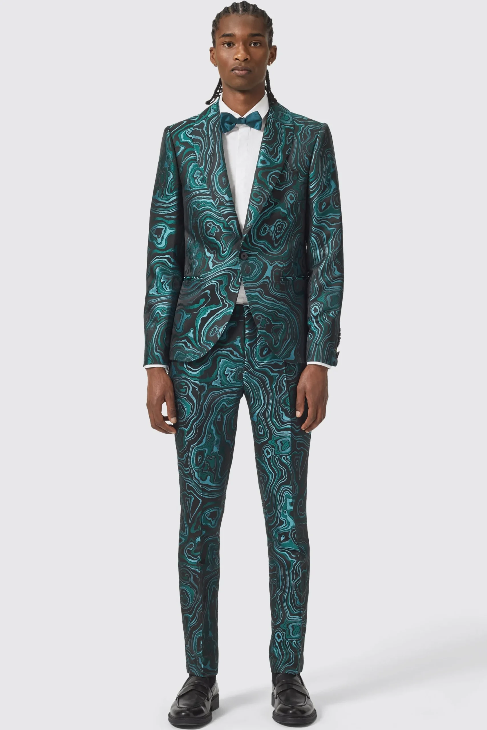 Occasion·Party Suits|Twisted Tailor Adichie Slim Fit Green Jacquard Suit
