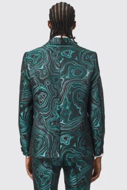 Occasion·Party Suits|Twisted Tailor Adichie Slim Fit Green Jacquard Suit