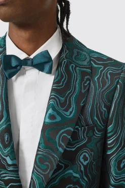 Occasion·Party Suits|Twisted Tailor Adichie Slim Fit Green Jacquard Suit