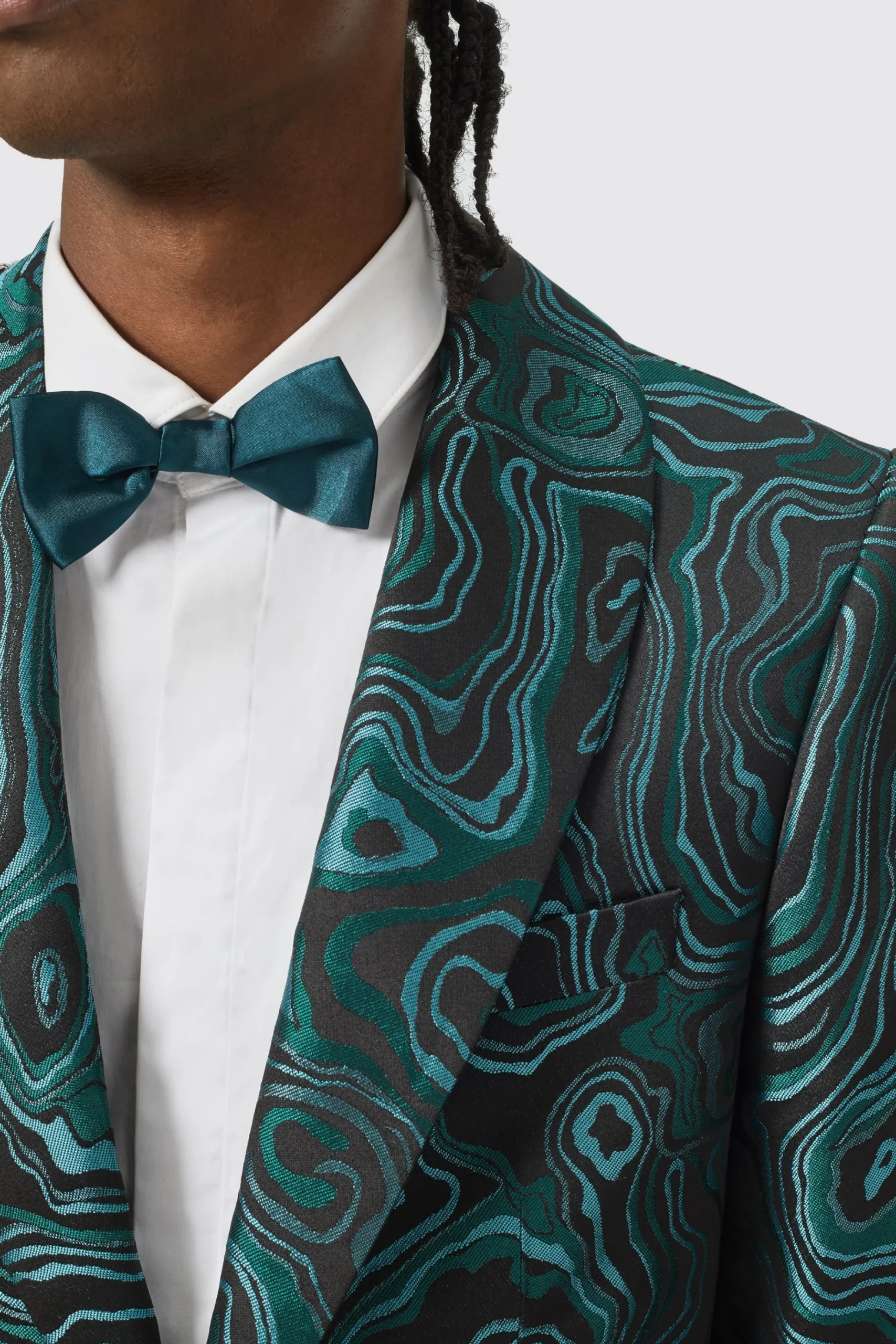 Occasion·Party Suits|Twisted Tailor Adichie Slim Fit Green Jacquard Suit