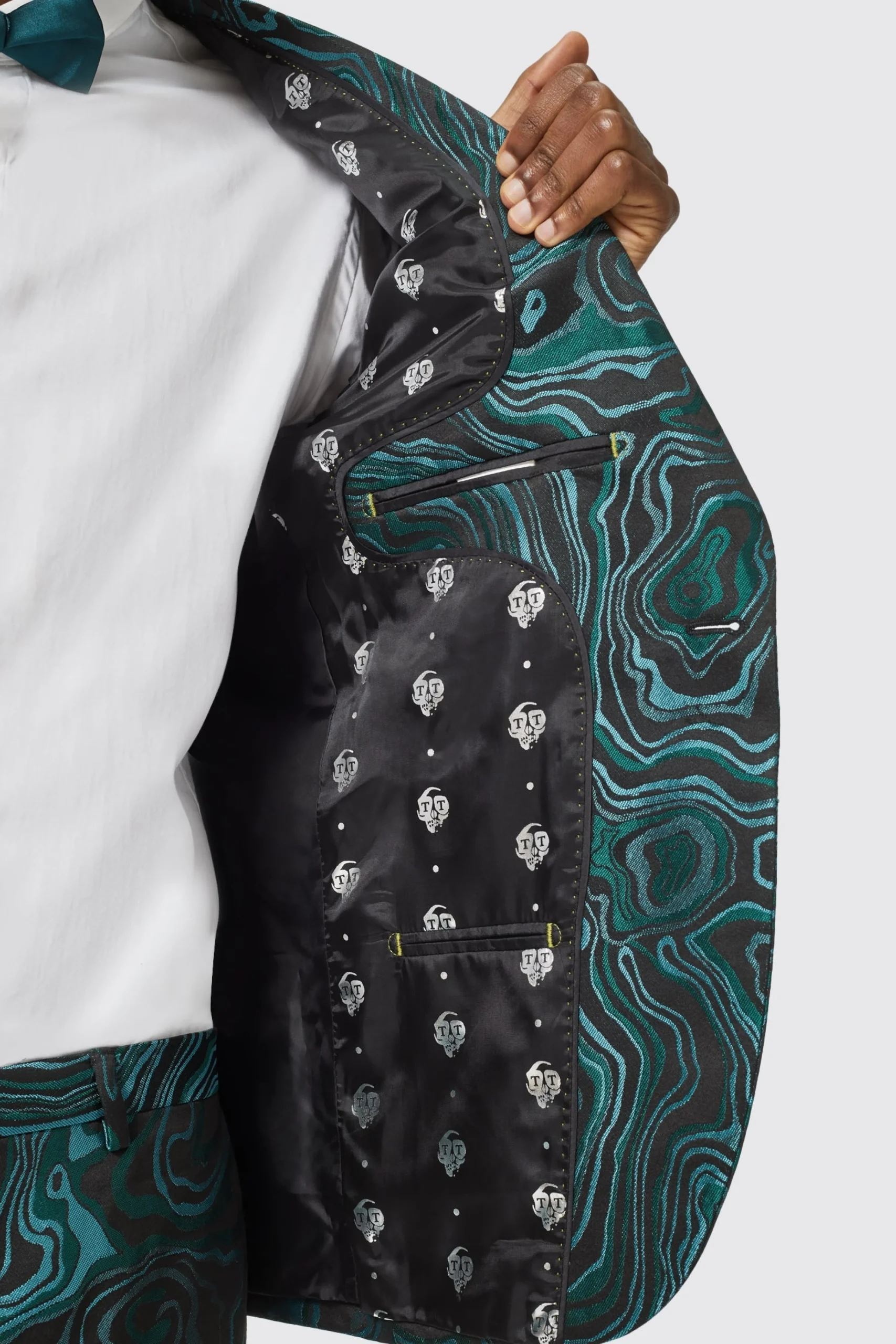 Occasion·Party Suits|Twisted Tailor Adichie Slim Fit Green Jacquard Suit