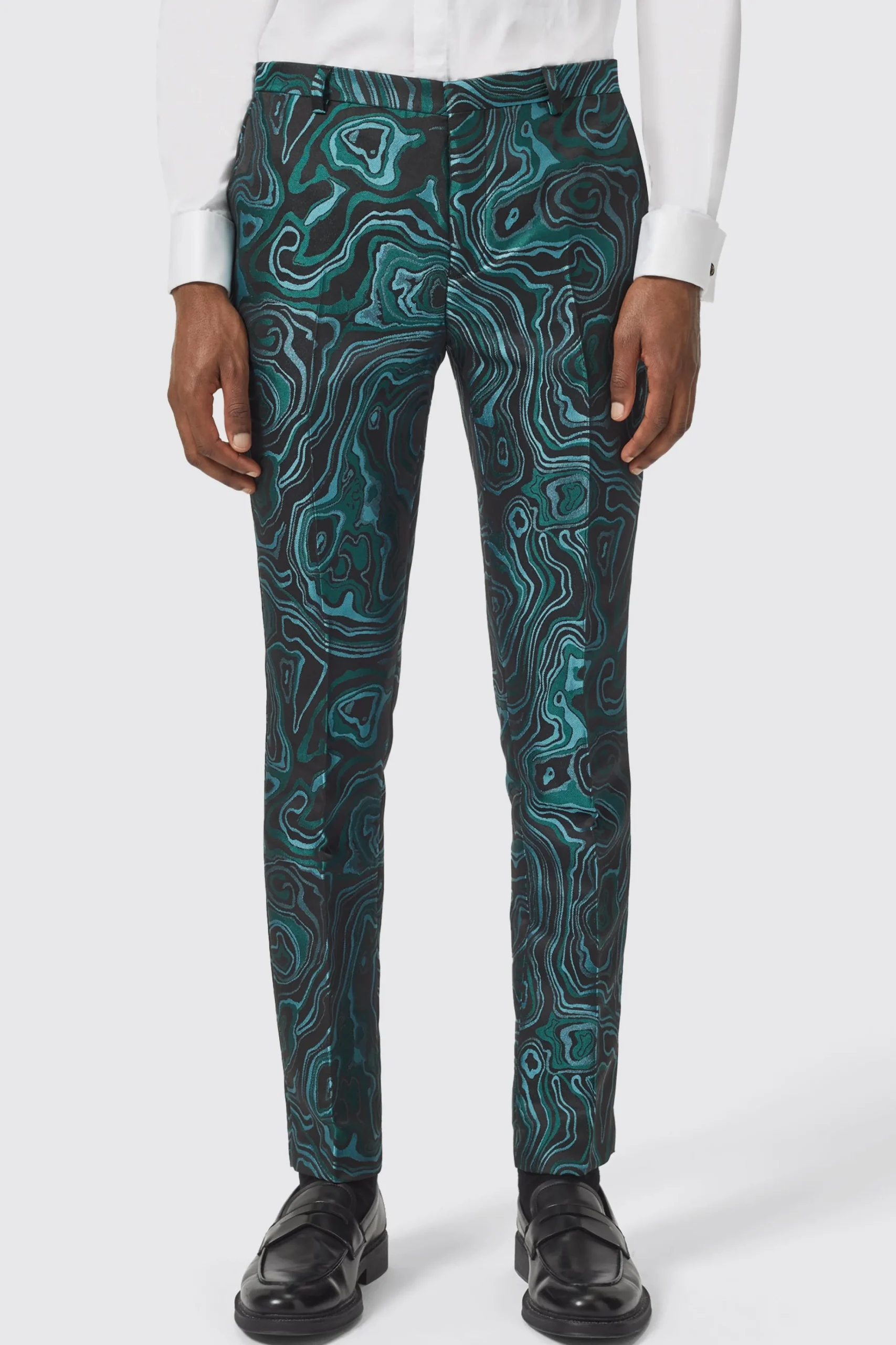 Occasion·Party Suits|Twisted Tailor Adichie Slim Fit Green Jacquard Suit