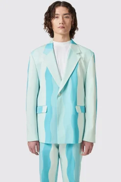 Unisex|Twisted Tailor Alvaro Oversized Blue Cotton Jacket
