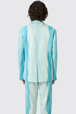 Unisex|Twisted Tailor Alvaro Oversized Blue Cotton Jacket