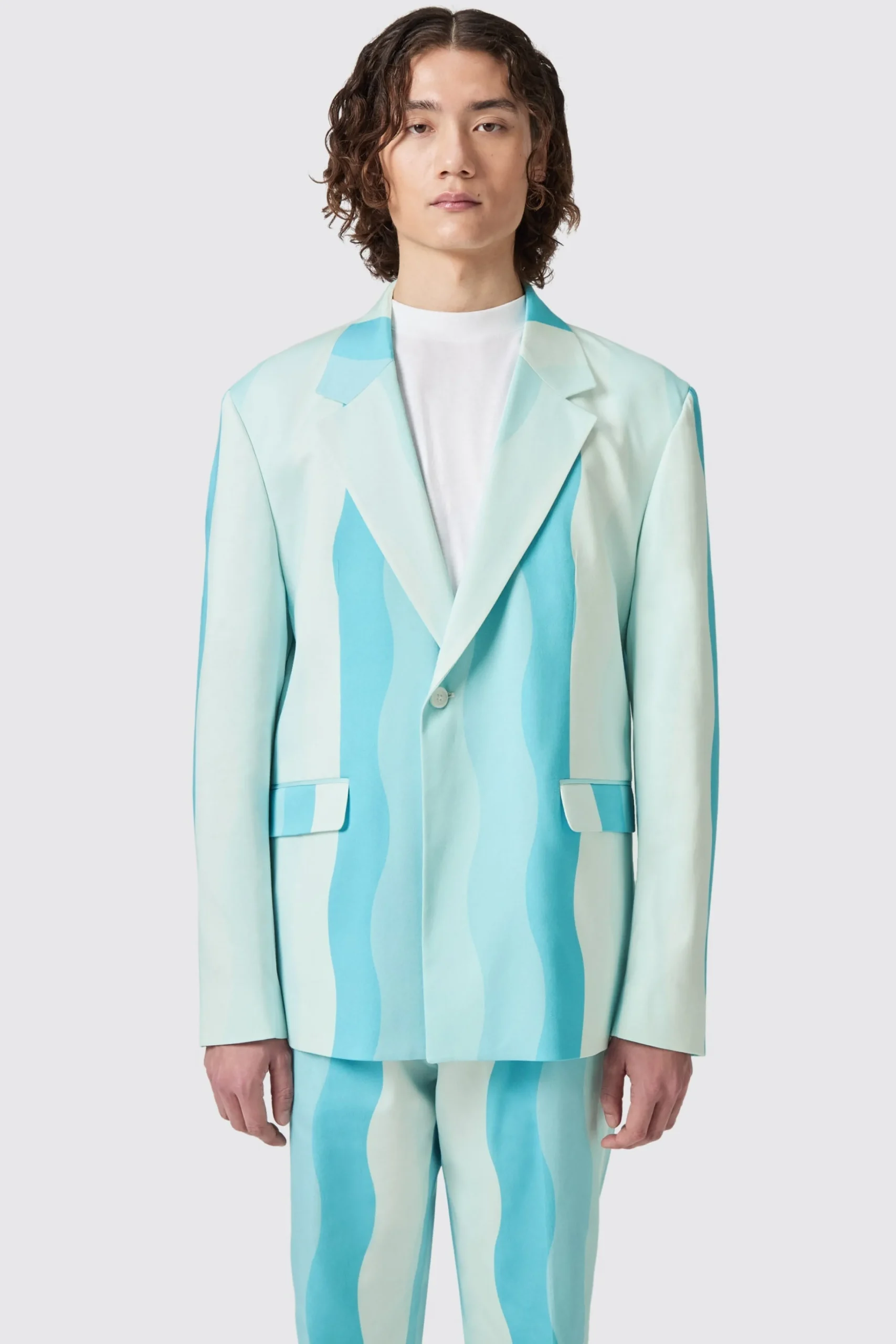 Unisex|Twisted Tailor Alvaro Oversized Blue Cotton Suit