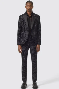 Occasion·Groomsmen Suits|Twisted Tailor Angelou Slim Fit Black Suit