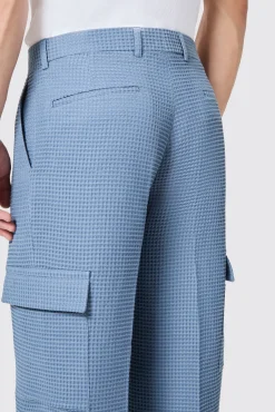 Unisex|Trousers·Casual Trousers|Twisted Tailor Anthony Oversized Blue Waffle Knit Cotton Trousers