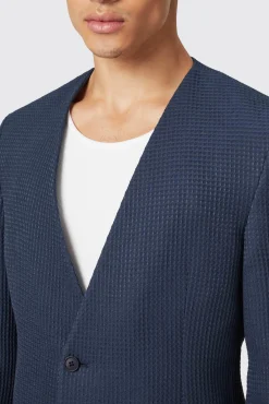 Unisex|Jackets·Casual Jackets|Twisted Tailor Anthony Oversized Navy Waffle Knit Cotton Suit