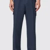 Unisex|Trousers·Casual Trousers|Twisted Tailor Anthony Oversized Navy Waffle Knit Cotton Trousers