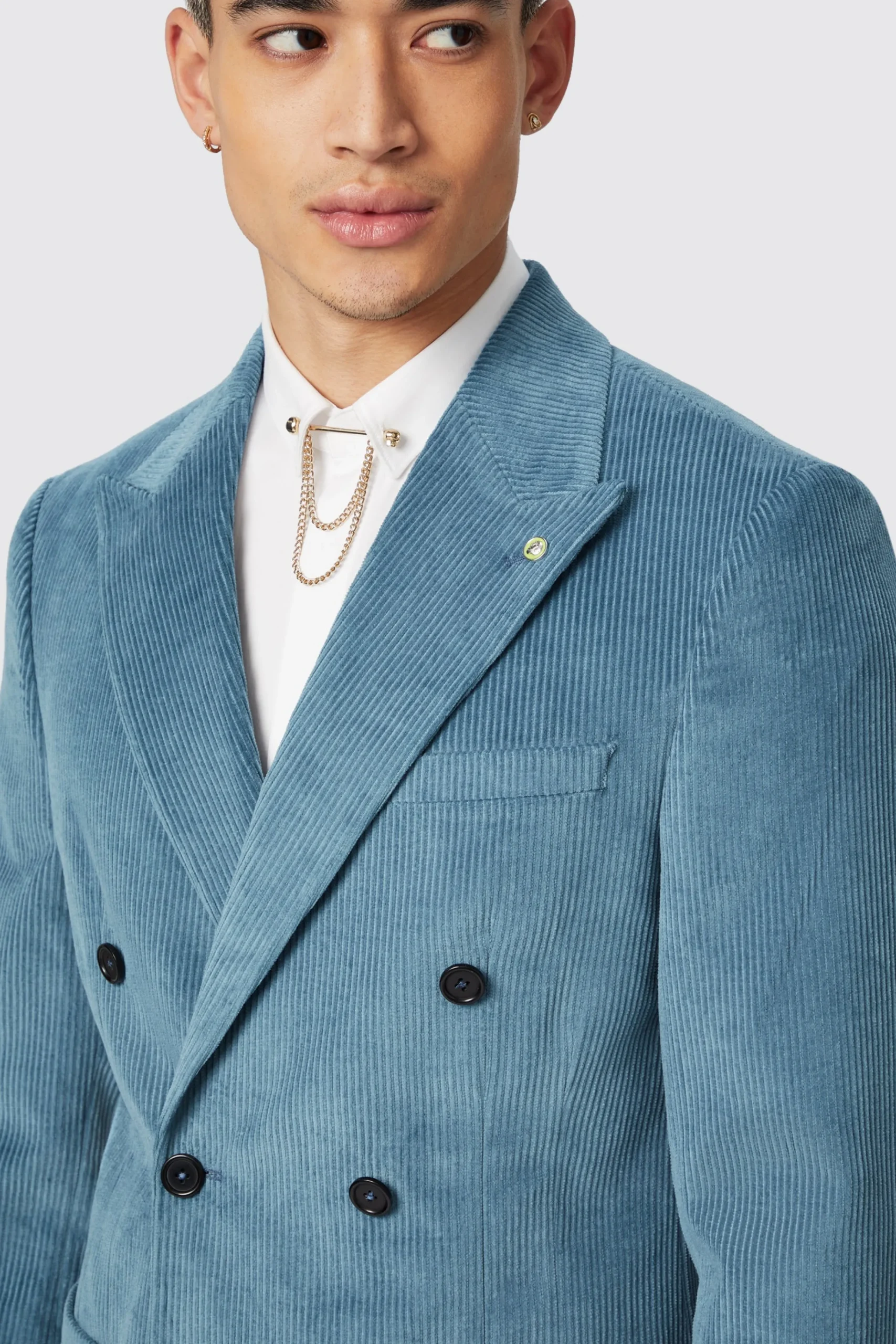 Style·Plain Suits|Style·Double Breasted Suits|Twisted Tailor Aston Slim Fit Blue Corduroy Double Breasted Suit