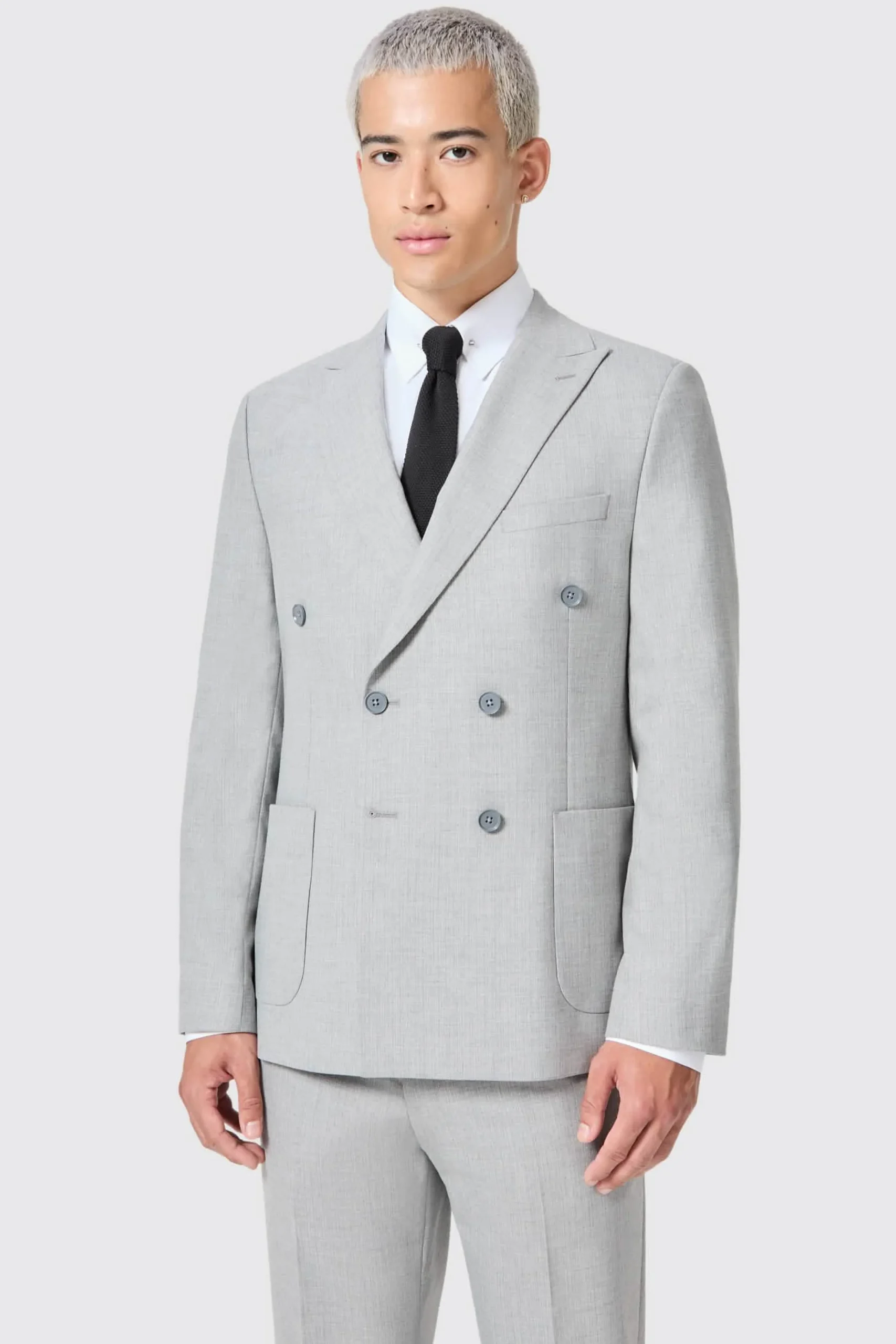 Jackets·Work Jackets|Twisted Tailor Atkinson Slim Fit Grey Double Breasted Jacket