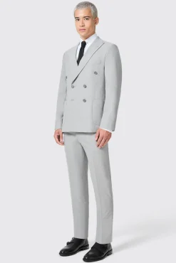 Style·Double Breasted Suits|Occasion·Groomsmen Suits|Twisted Tailor Atkinson Slim Fit Grey Double Breasted Suit