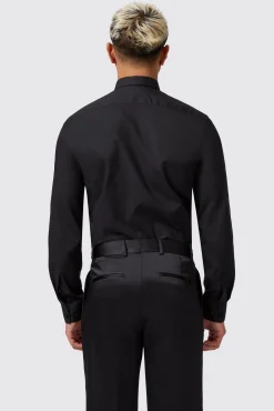 Occasion·Wedding Shirts|Occasion·Formal Shirts|Twisted Tailor Barilla Slim Fit Black Flocked Floral Shirt