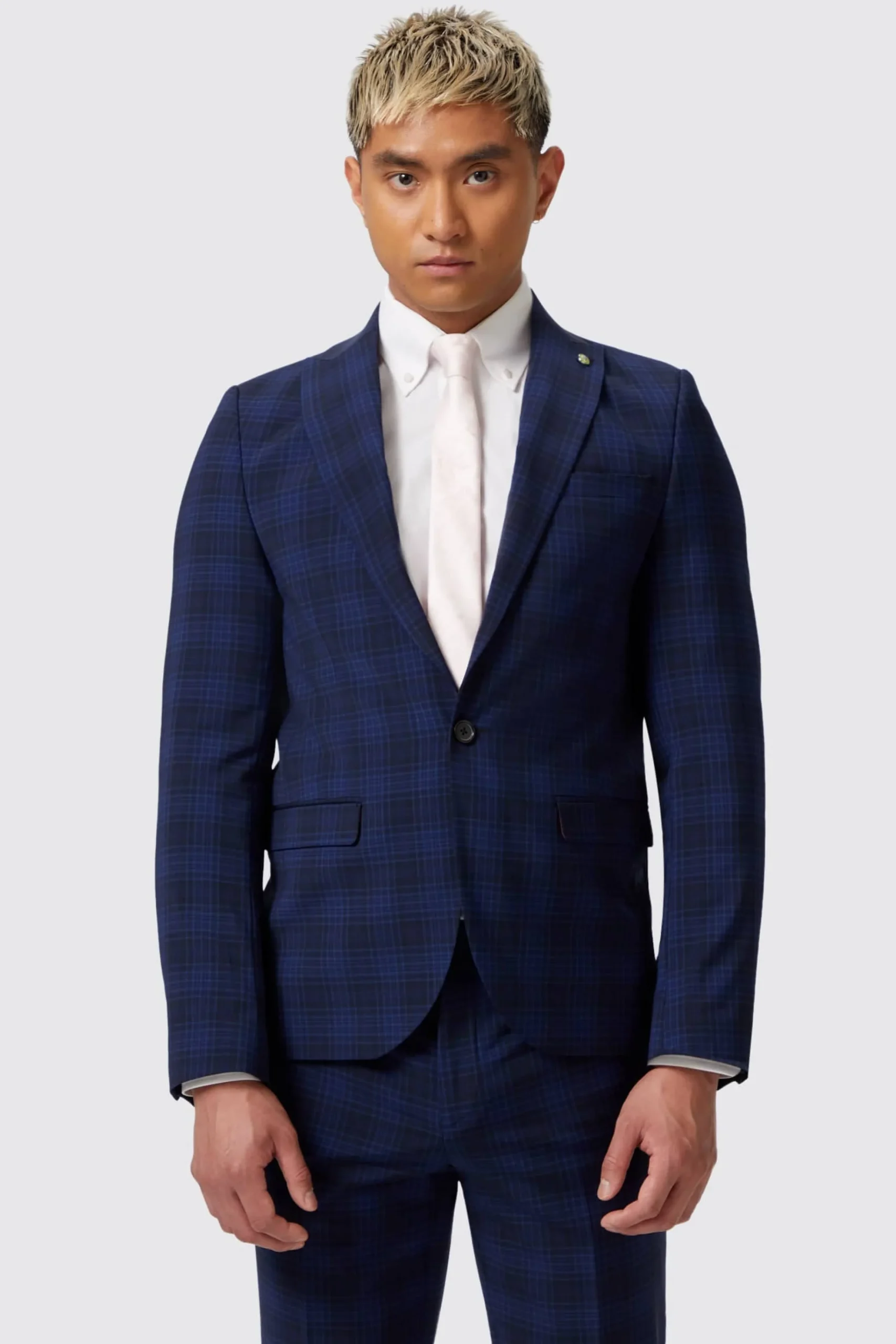 Jackets·Work Jackets|Twisted Tailor Barlow Slim Fit Navy Wool Check Jacket