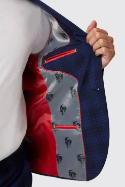 Jackets·Work Jackets|Twisted Tailor Barlow Slim Fit Navy Wool Check Jacket