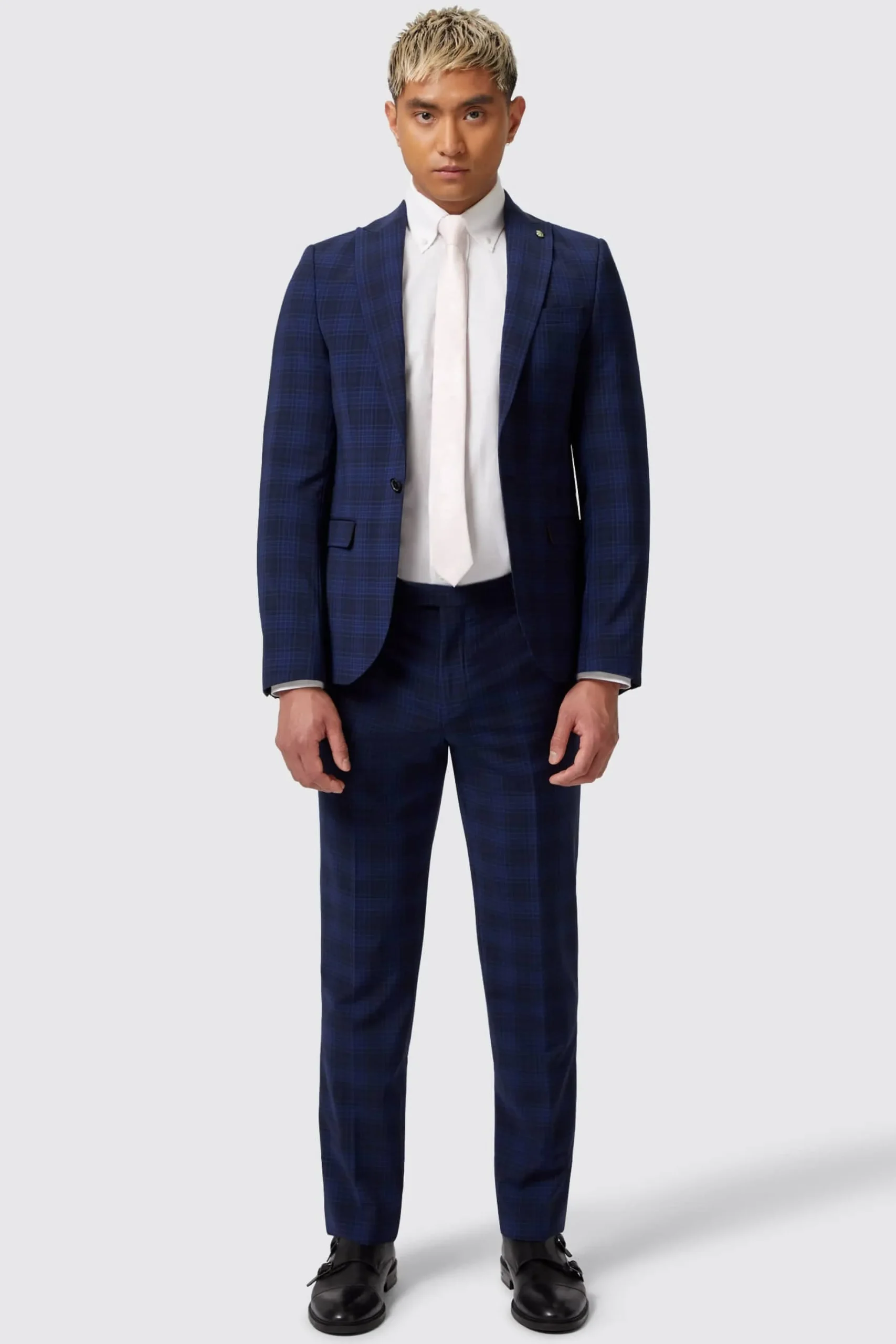 Jackets·Work Jackets|Twisted Tailor Barlow Slim Fit Navy Wool Check Jacket