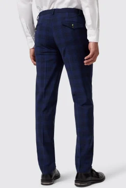 Trousers·Work Trousers|Twisted Tailor Barlow Slim Fit Navy Wool Check Trousers