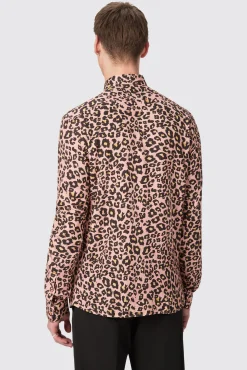 Style·Patterned Shirts|Occasion·Formal Shirts|Twisted Tailor Bia Slim Fit Pink Leopard Print Cotton Shirt