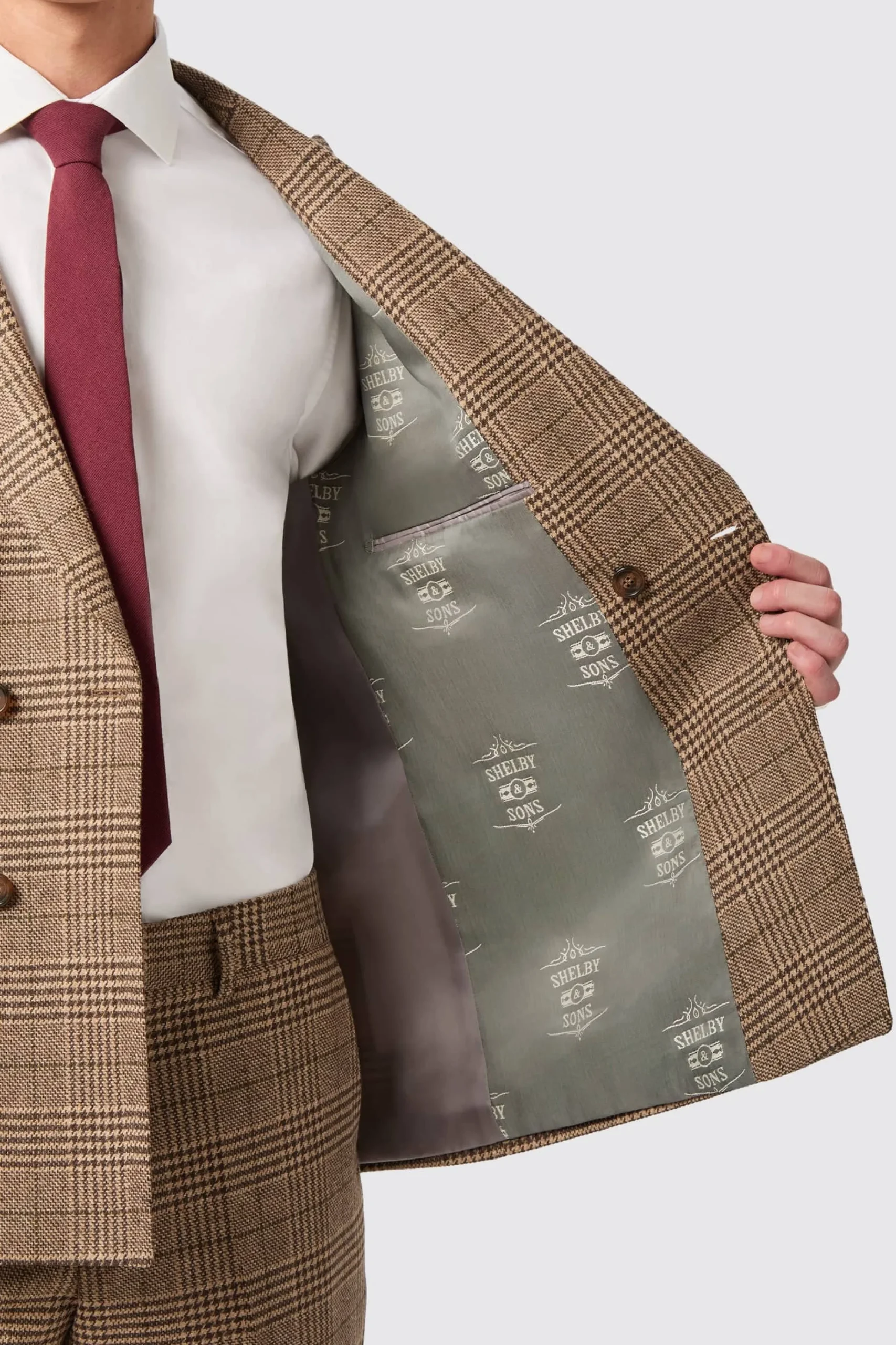 Jackets·Work Jackets|Jackets·Casual Jackets|Twisted Tailor Blackwood Slim Fit Brown Check Double Breasted Jacket