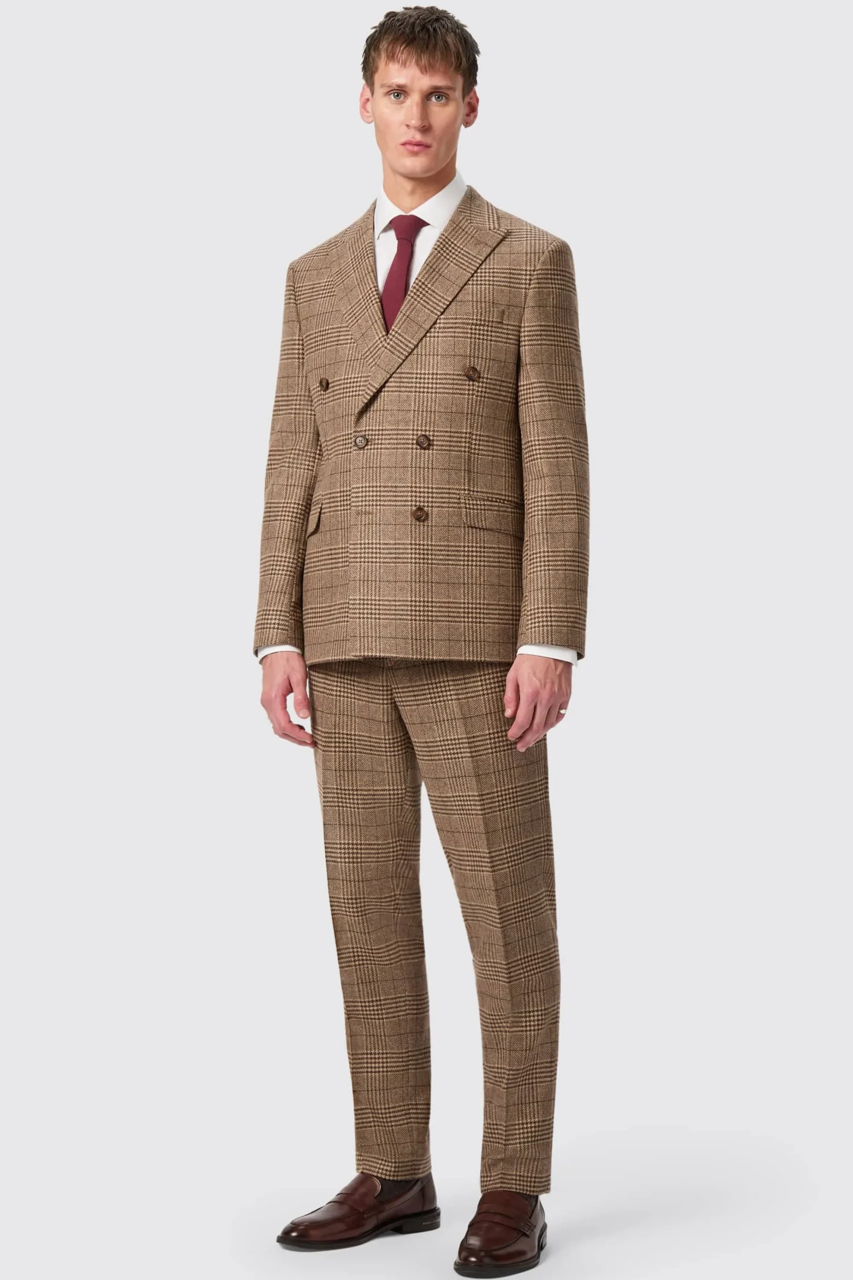 Jackets·Work Jackets|Jackets·Casual Jackets|Twisted Tailor Blackwood Slim Fit Brown Check Double Breasted Jacket