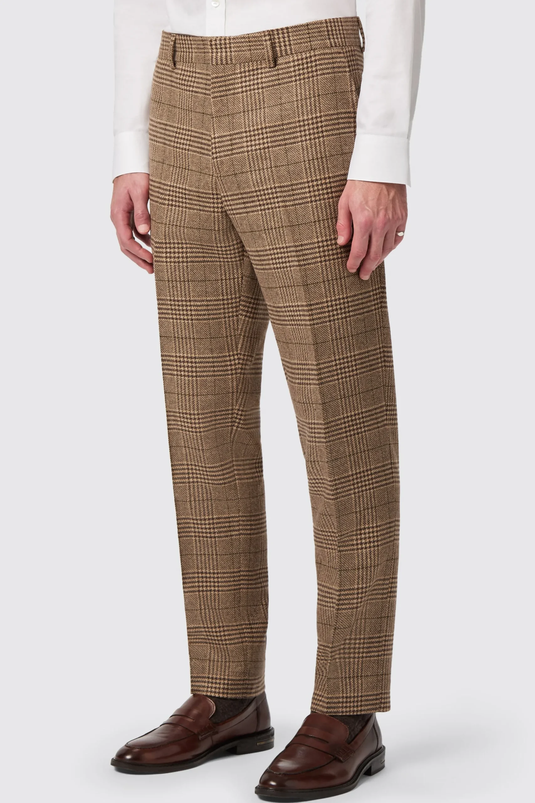 Trousers·Work Trousers|Twisted Tailor Blackwood Slim Fit Brown Check Trousers