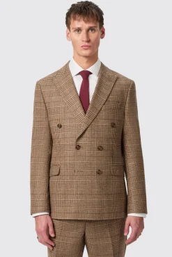 Style·Check Suits|Style·Double Breasted Suits|Twisted Tailor Blackwood Slim Fit Brown Check Double Breasted Suit