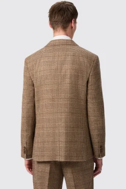 Style·Check Suits|Style·Double Breasted Suits|Twisted Tailor Blackwood Slim Fit Brown Check Double Breasted Suit