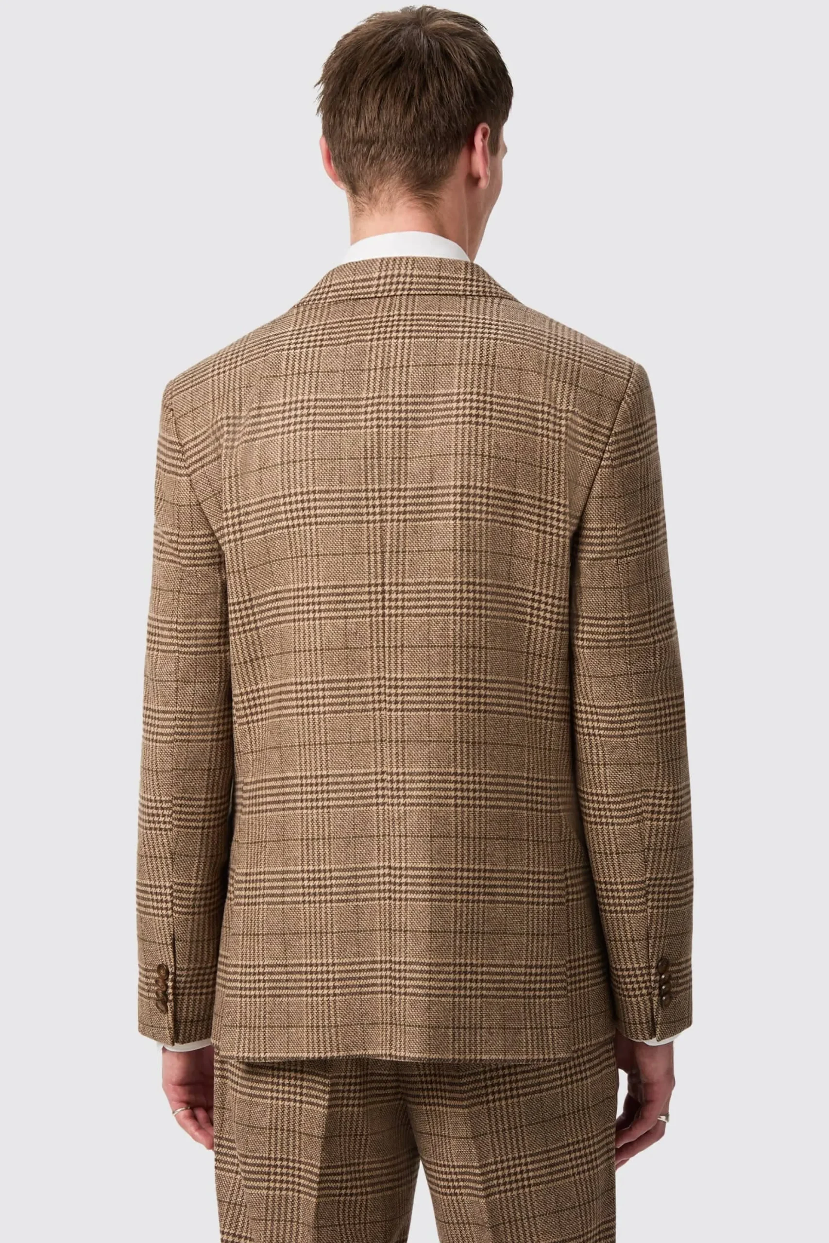 Style·Check Suits|Style·Double Breasted Suits|Twisted Tailor Blackwood Slim Fit Brown Check Double Breasted Suit