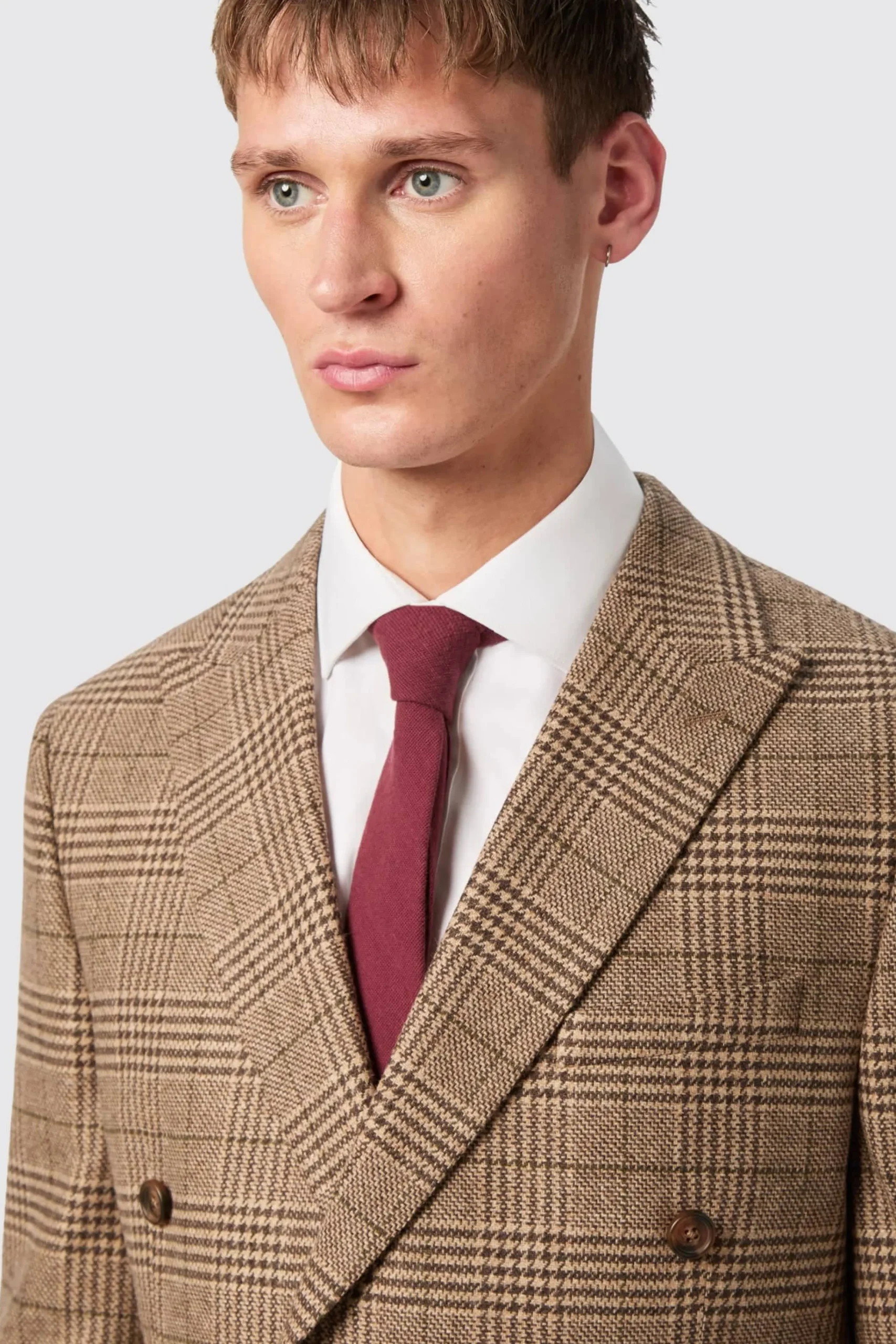 Style·Check Suits|Style·Double Breasted Suits|Twisted Tailor Blackwood Slim Fit Brown Check Double Breasted Suit
