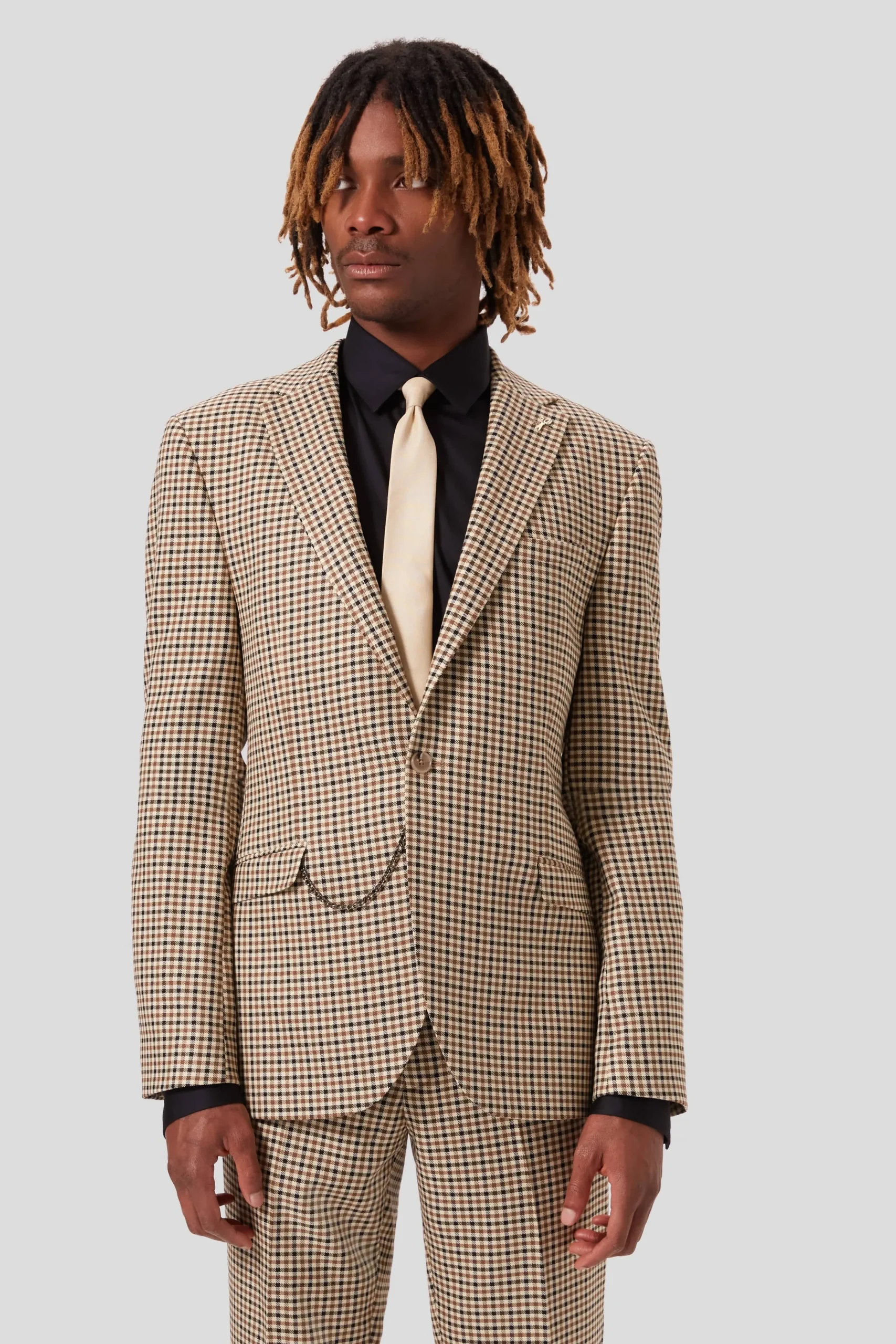 Jackets·Work Jackets|Twisted Tailor Blythe Slim Fit Beige Check Jacket