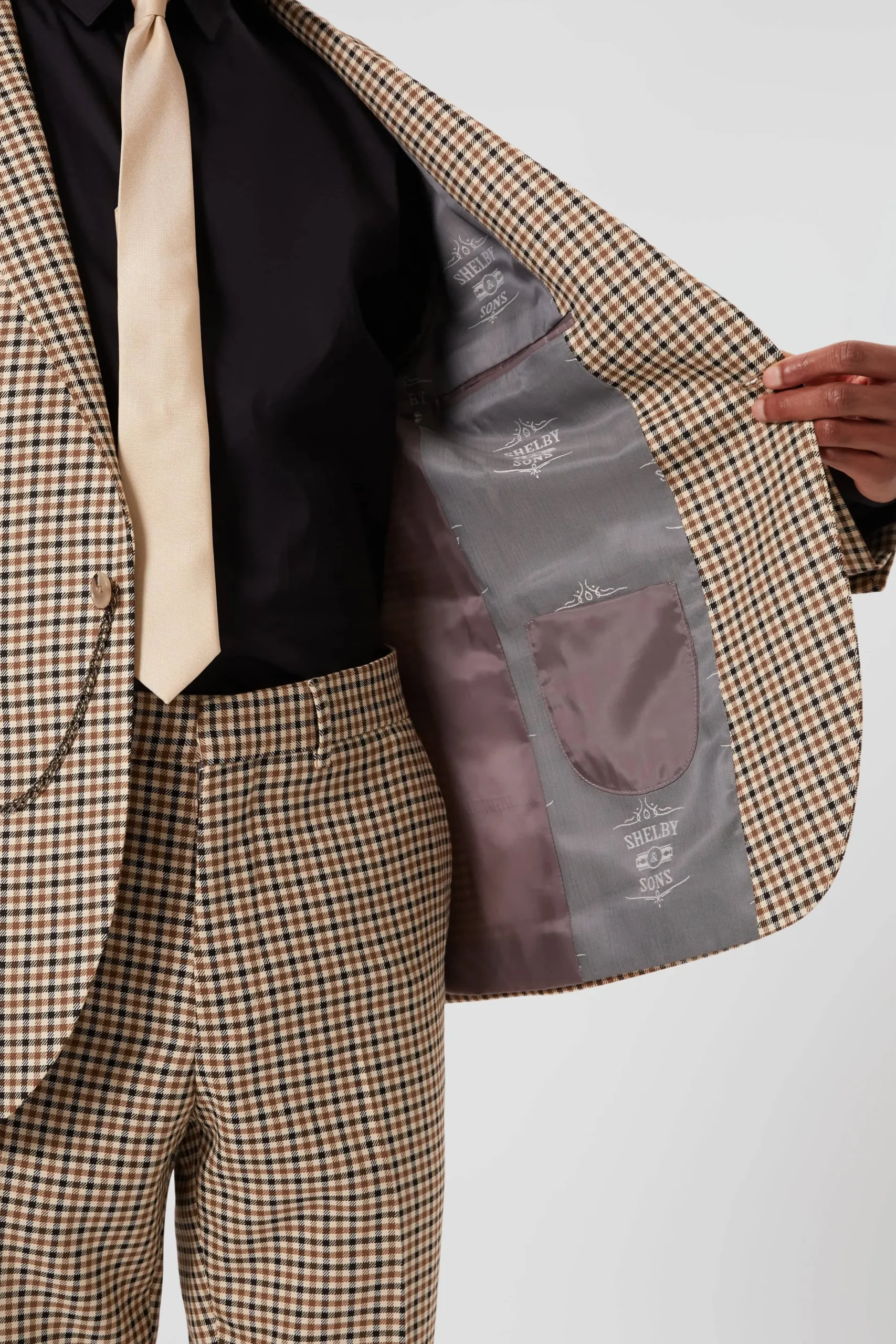 Jackets·Work Jackets|Twisted Tailor Blythe Slim Fit Beige Check Jacket