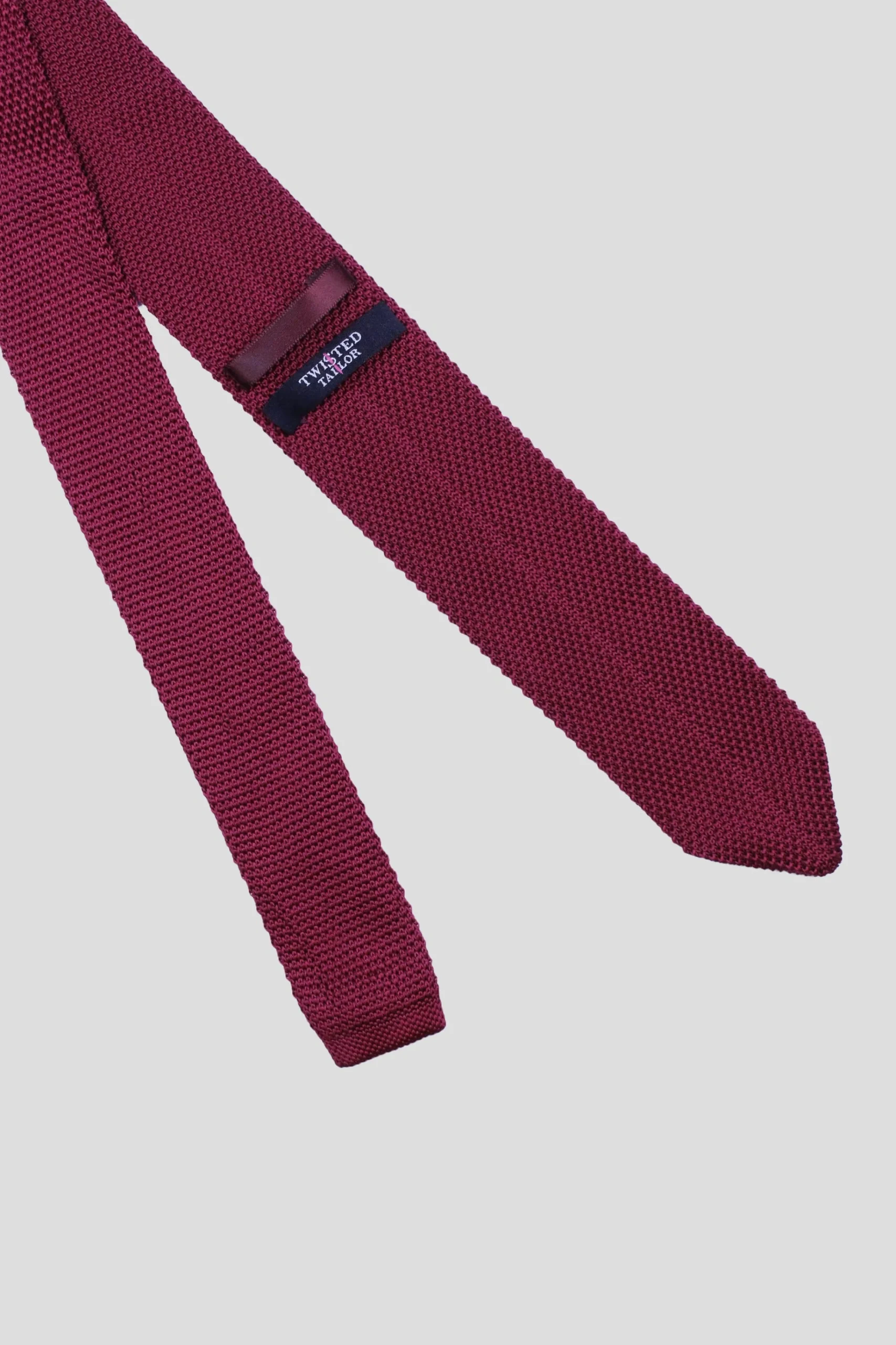 Suit Accessories·Ties|Twisted Tailor Bowie Burgundy Knitted Tie