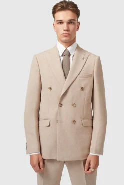 Jackets·Work Jackets|Twisted Tailor Bresnan Slim Fit Neutral Double Breasted Jacket