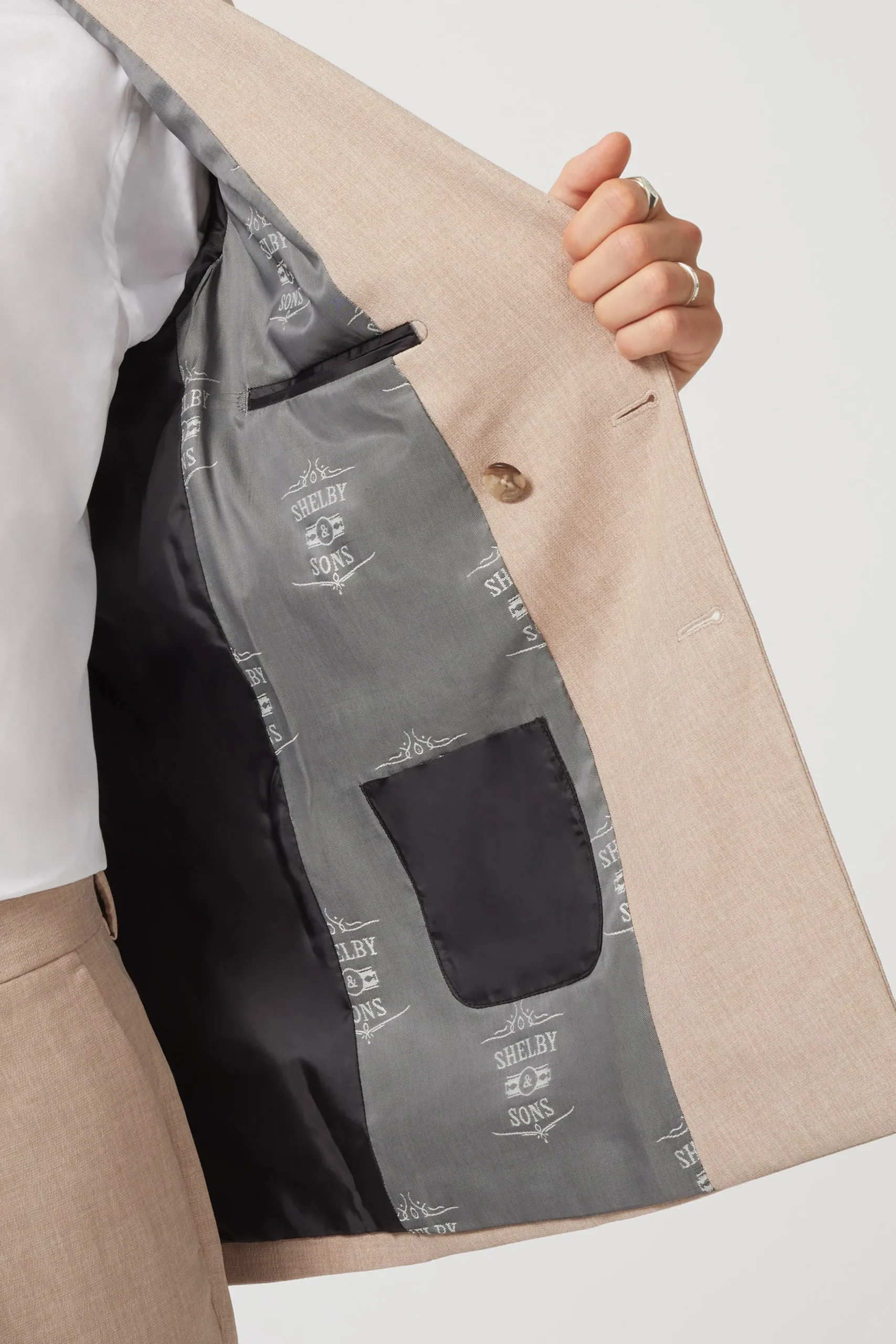 Jackets·Work Jackets|Twisted Tailor Bresnan Slim Fit Neutral Double Breasted Jacket