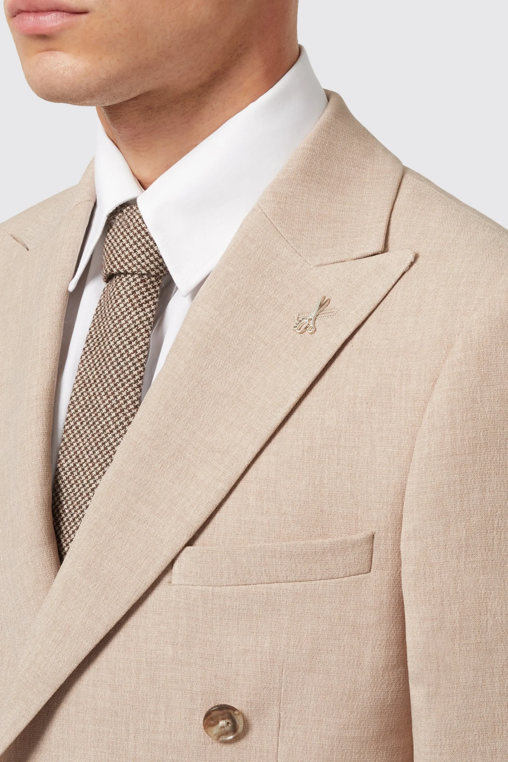 Jackets·Work Jackets|Twisted Tailor Bresnan Slim Fit Neutral Double Breasted Jacket
