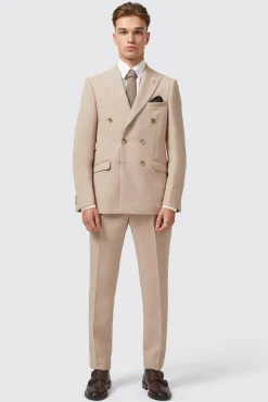 Jackets·Work Jackets|Twisted Tailor Bresnan Slim Fit Neutral Double Breasted Jacket