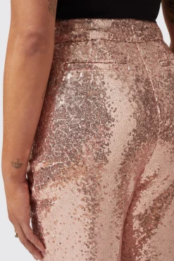 Woman|Twisted Tailor Caladium Slim Fit Pink Sequin Trouser