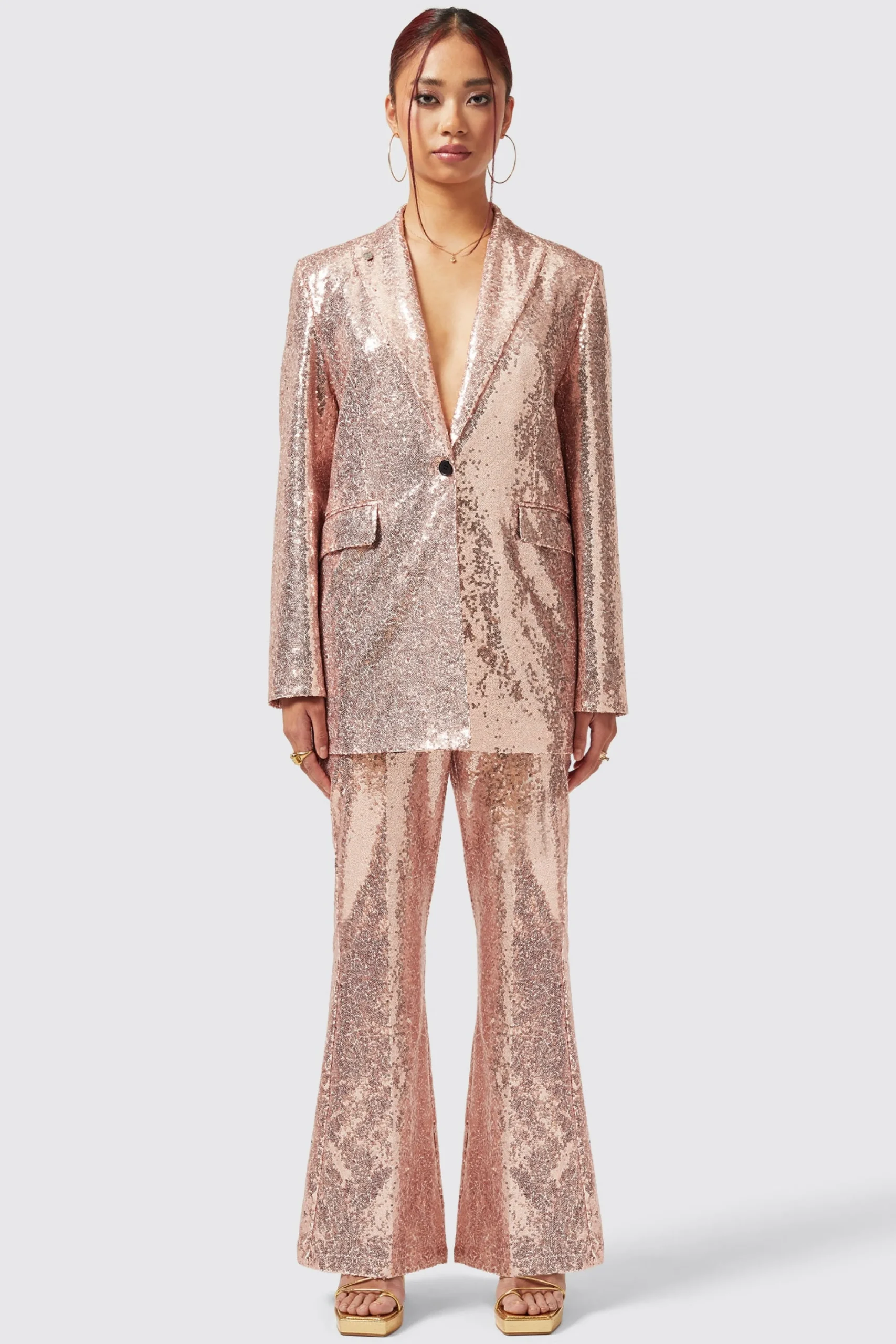 Woman|Twisted Tailor Caladium Slim Fit Pink Sequin Suit