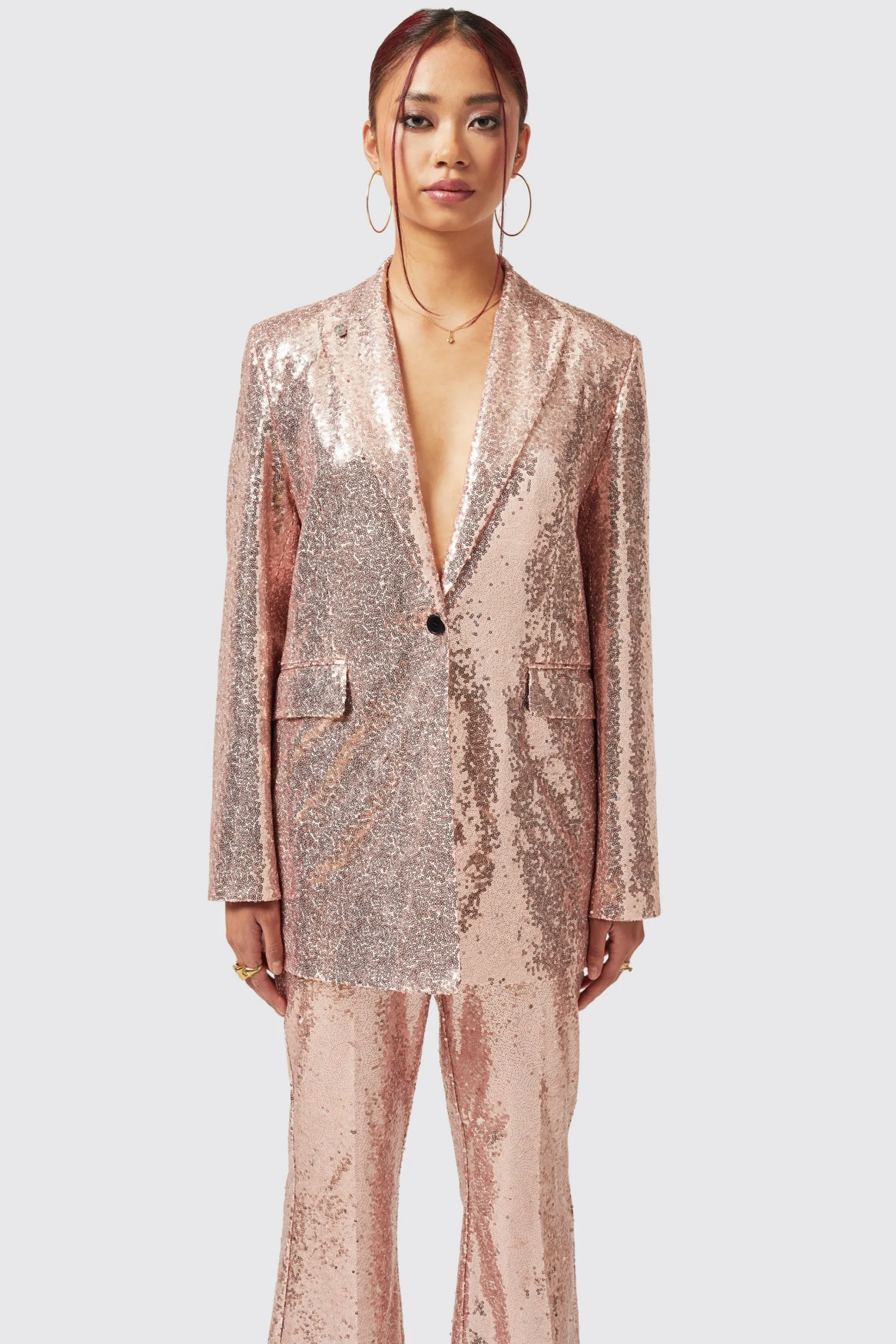 Woman|Twisted Tailor Caladium Slim Fit Pink Sequin Suit