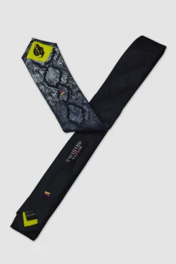 Suit Accessories·Ties|Twisted Tailor Carrol Black Snake Print Tie