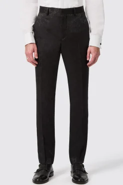 Trousers·Party Trousers|Twisted Tailor Compt Slim Fit Black Floral Jacquard Trousers
