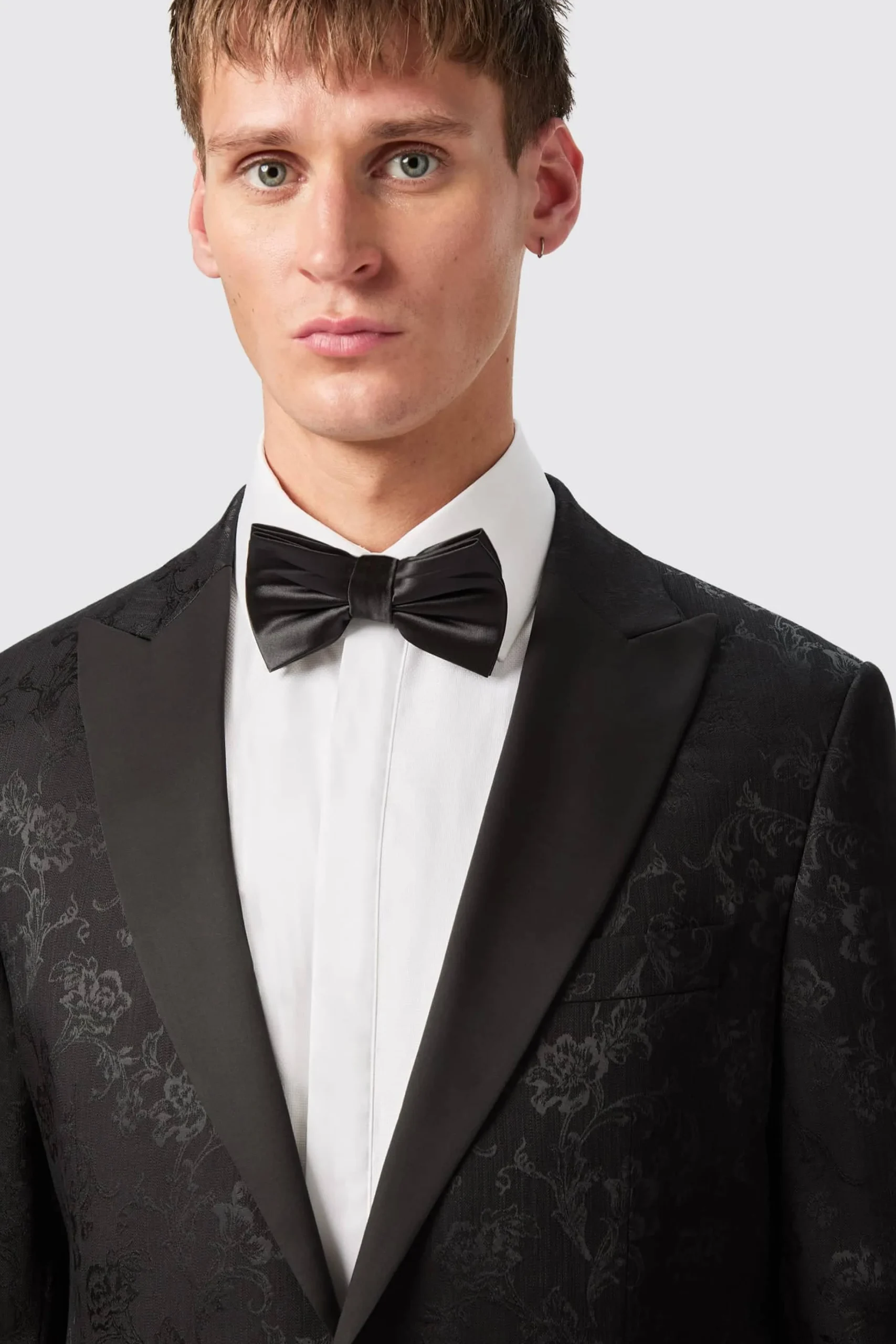 Occasion·Groomsmen Suits|Occasion·Wedding Suits|Twisted Tailor Compt Slim Fit Black Floral Jacquard Suit