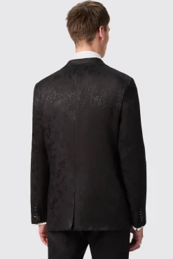 Jackets·Floral Jackets|Twisted Tailor Compt Slim Fit Black Floral Jacquard Jacket