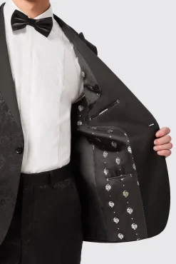 Jackets·Floral Jackets|Twisted Tailor Compt Slim Fit Black Floral Jacquard Jacket