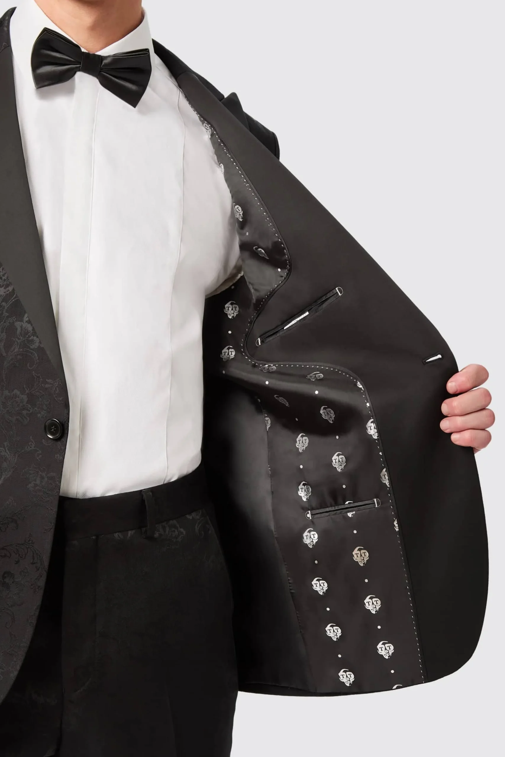 Jackets·Floral Jackets|Twisted Tailor Compt Slim Fit Black Floral Jacquard Jacket