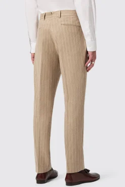 Trousers·Casual Trousers|Trousers·Work Trousers|Twisted Tailor Cornwall Slim Fit Beige Pinstripe Trousers
