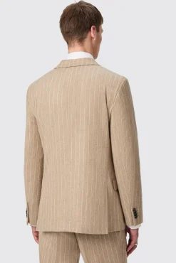 Style·Double Breasted Suits|Occasion·Groomsmen Suits|Twisted Tailor Cornwall Slim Fit Beige Pinstripe Double Breasted Suit