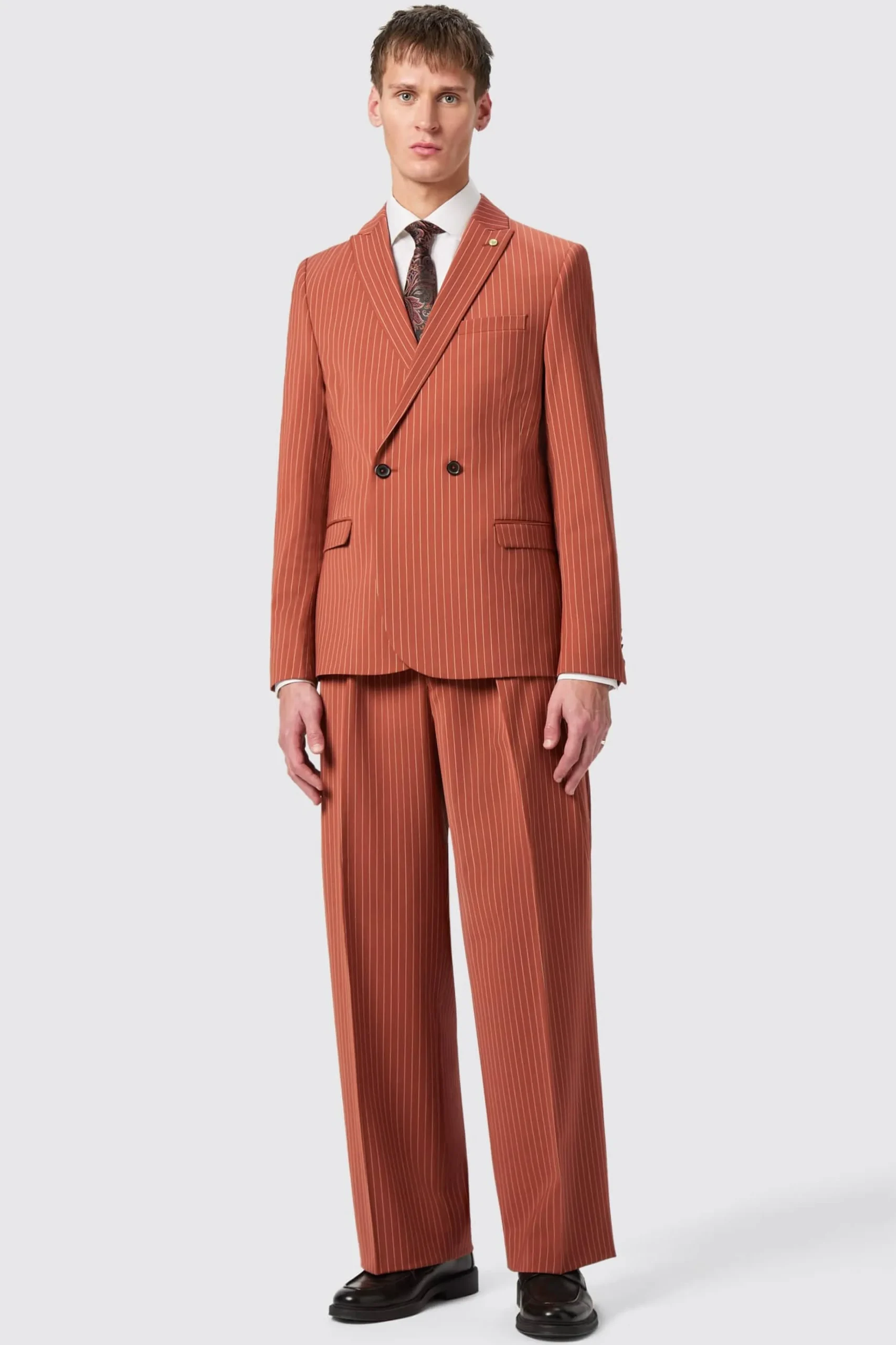 Jackets·Casual Jackets|Jackets·Party Jackets|Twisted Tailor Cortese Oversized Burnt Orange Pinstripe Jacket